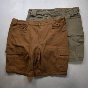 Lot 2 Duluth 46x11" Khaki Camel 84519B Flex Fire Hose Cargo Mens Shorts